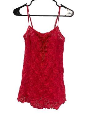 VINTAGE BOUDOIR Lace Babydoll Y2K Chemise Red L/38 Romantic Coquette Lingerie 90